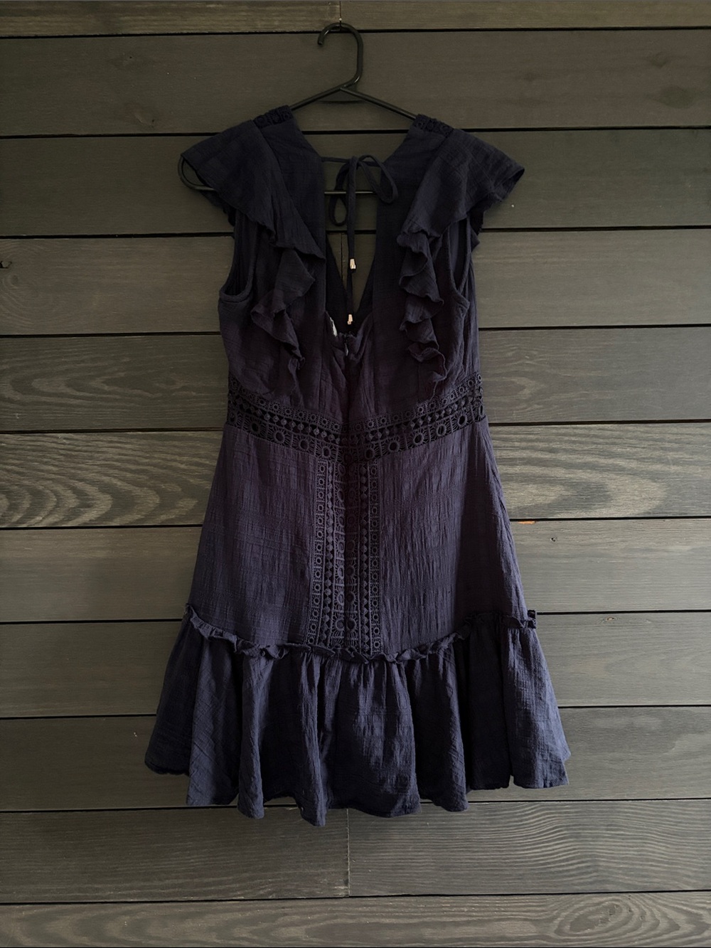 Francescas Navy V-Neck Ruffle Mini Dress - Picture 2 of 5